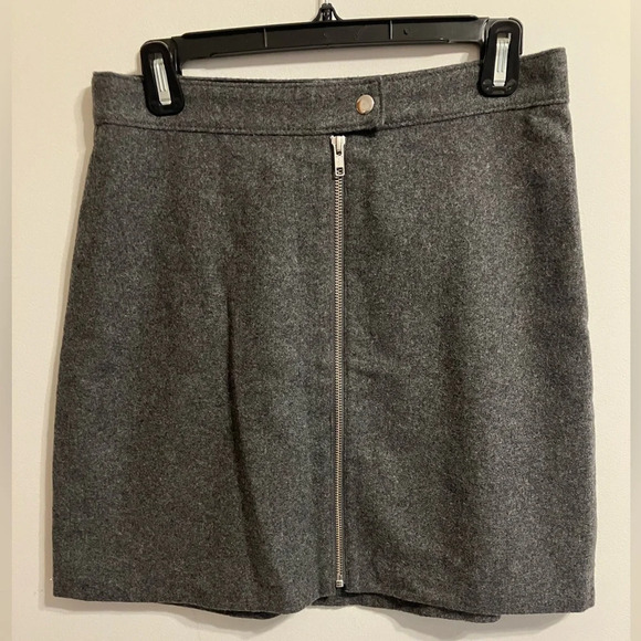 Madewell Wool Blend Zip Front Mini Skirt Grey Womens‎ size 4 - Picture 2 of 9